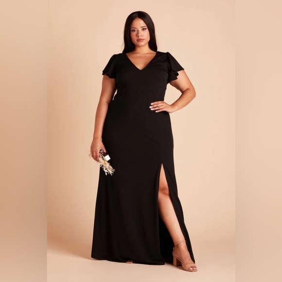 Birdy Grey HANNAH EMPIRE CURVE DRESS CREPE BLACK Sz 2X NEW NWT BRIDESMAID - Picture 1 of 4